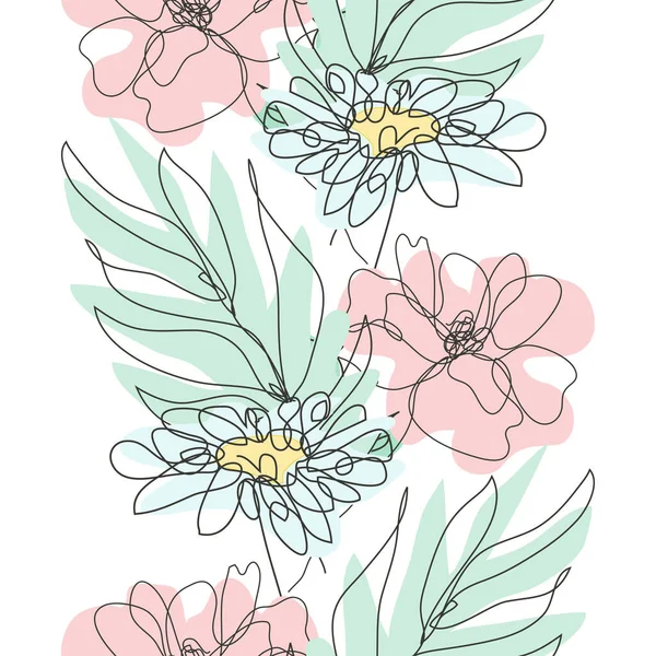 Κομψό Μοτίβο Χωρίς Ραφή Χαμομήλι Παπαρούνα Σχεδιαστικά Στοιχεία Floral Μοτίβο — Διανυσματικό Αρχείο