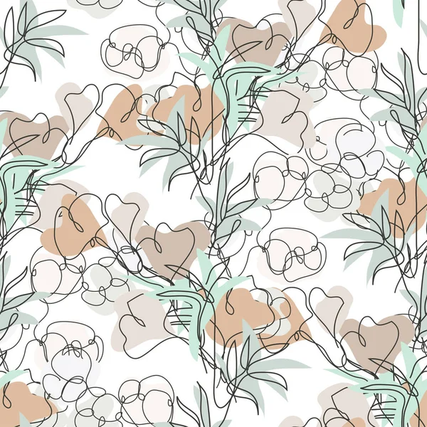 Élégant Motif Sans Couture Avec Gingko Coton Bambou Éléments Design — Image vectorielle