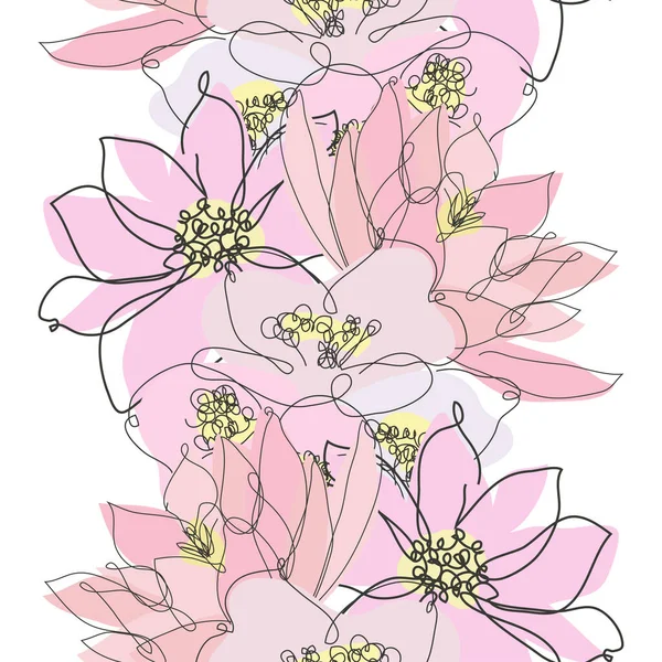 アネモネ ジャスミン デザイン要素とエレガントなシームレスなパターン 招待状 カード ギフトラップ ファブリック 壁紙のための花のパターン 連続線画形式 — ストックベクタ