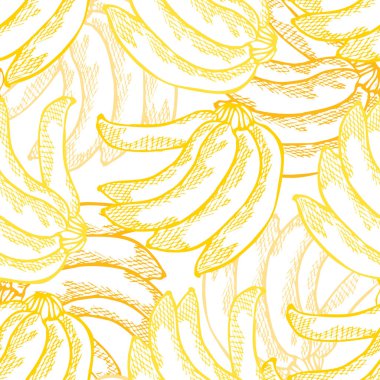 Muz meyveli, tasarım elementli zarif, pürüzsüz bir desen. Davetiyeler için meyve deseni, kartlar, baskı, hediye paketi, imalat, tekstil, kumaş, duvar kağıtları. Yemek, mutfak, vejetaryen teması