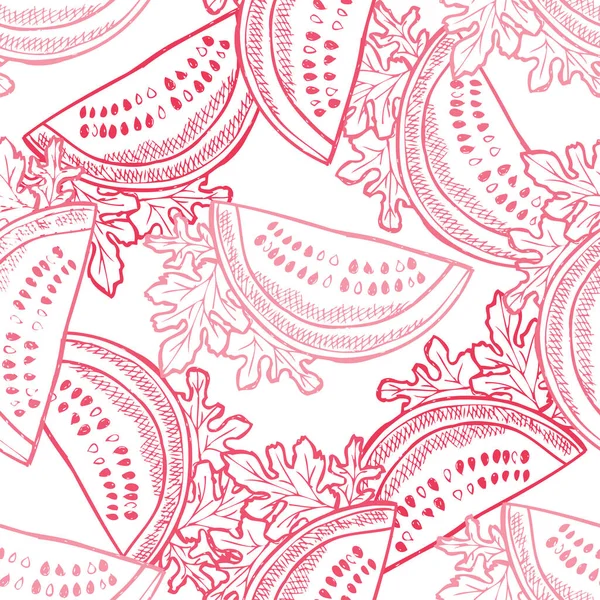 Elegantes Nahtloses Muster Mit Wassermelonen Designelementen Fruchtmuster Für Einladungen Karten — Stockvektor