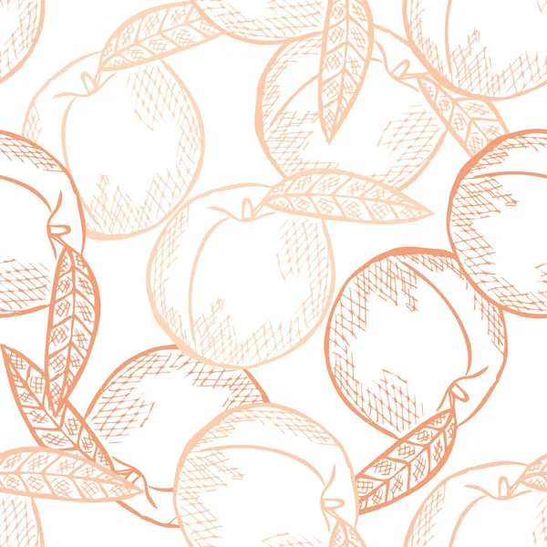 Élégant Motif Sans Couture Avec Des Fruits Pêche Des Éléments — Image vectorielle