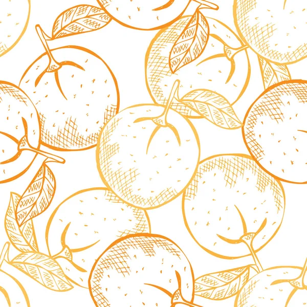 オレンジフルーツ デザイン要素とエレガントなシームレスパターン 招待状 カード ギフトラップ 壁紙のための果物パターン キッチン ベジタリアンのテーマ — ストックベクタ