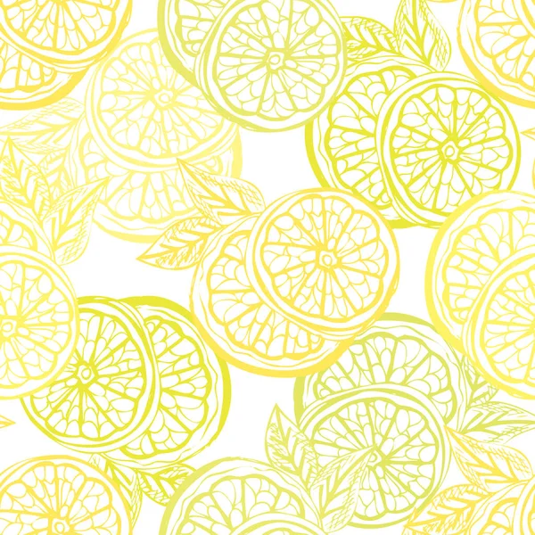 Elegante Patrón Sin Costuras Con Frutas Limón Elementos Diseño Patrón — Vector de stock