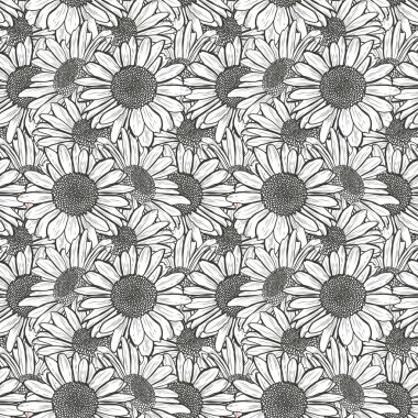 Papatya çiçekleri ve tasarım elementleriyle zarif, pürüzsüz bir desen. Davetiyeler, kartlar, baskı, hediye paketi, imalat, tekstil, kumaş, duvar kağıtları için çiçek deseni