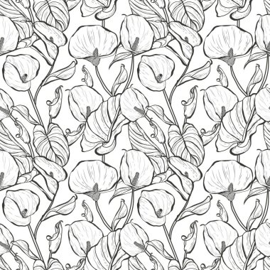 Çiçekli, tasarım elementli zarif, pürüzsüz bir desen. Davetiyeler, kartlar, baskı, hediye paketi, imalat, tekstil, kumaş, duvar kağıtları için çiçek deseni