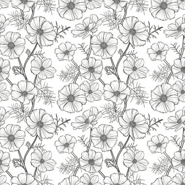 Şakayık çiçekleri ve tasarım elementleri olan zarif, pürüzsüz bir desen. Davetiyeler, kartlar, baskı, hediye paketi, imalat, tekstil, kumaş, duvar kağıtları için çiçek deseni