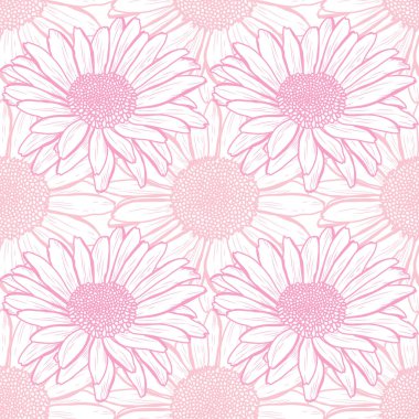 Papatya çiçekleri ve tasarım elementleriyle zarif, pürüzsüz bir desen. Davetiyeler, kartlar, baskı, hediye paketi, imalat, tekstil, kumaş, duvar kağıtları için çiçek deseni