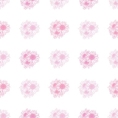 Papatya çiçekleri ve tasarım elementleriyle zarif, pürüzsüz bir desen. Davetiyeler, kartlar, baskı, hediye paketi, imalat, tekstil, kumaş, duvar kağıtları için çiçek deseni