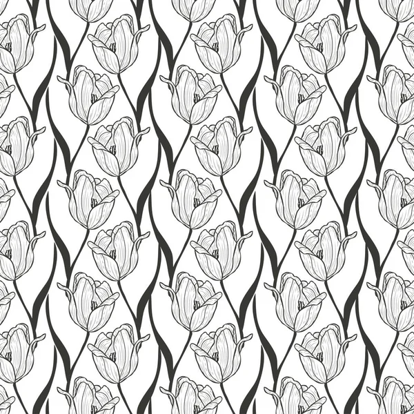 Elegant Naadloos Patroon Met Tulpenbloemen Design Elementen Bloemen Patroon Voor — Stockvector