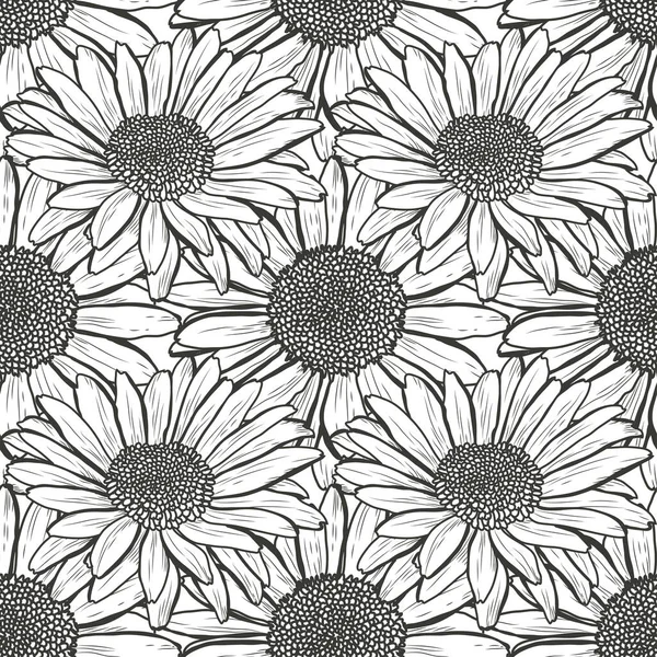 Papatya çiçekleri ve tasarım elementleriyle zarif, pürüzsüz bir desen. Davetiyeler, kartlar, baskı, hediye paketi, imalat, tekstil, kumaş, duvar kağıtları için çiçek deseni