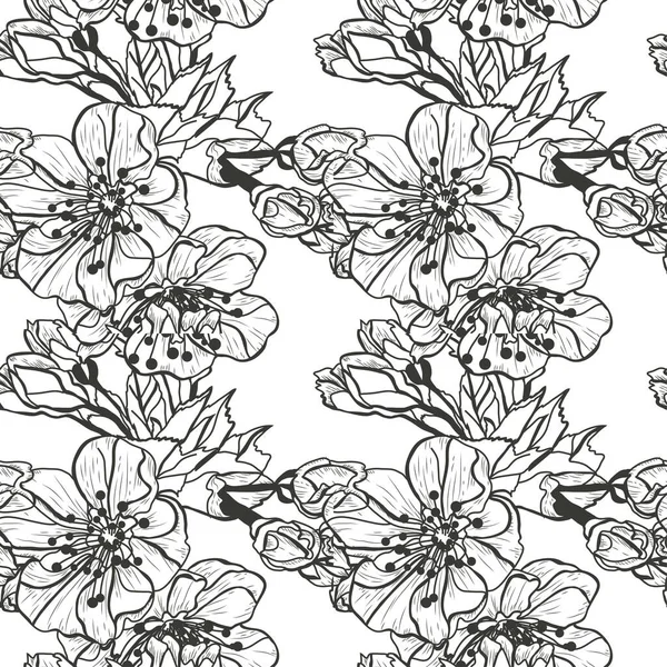 Elegante Naadloze Patroon Met Sakura Bloemen Design Elementen Bloemen Patroon — Stockvector