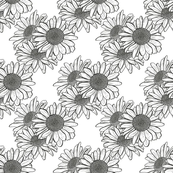 Papatya çiçekleri ve tasarım elementleriyle zarif, pürüzsüz bir desen. Davetiyeler, kartlar, baskı, hediye paketi, imalat, tekstil, kumaş, duvar kağıtları için çiçek deseni