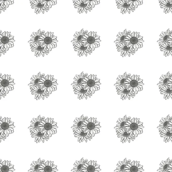 Elegante Patrón Sin Costuras Con Flores Manzanilla Elementos Diseño Patrón — Archivo Imágenes Vectoriales