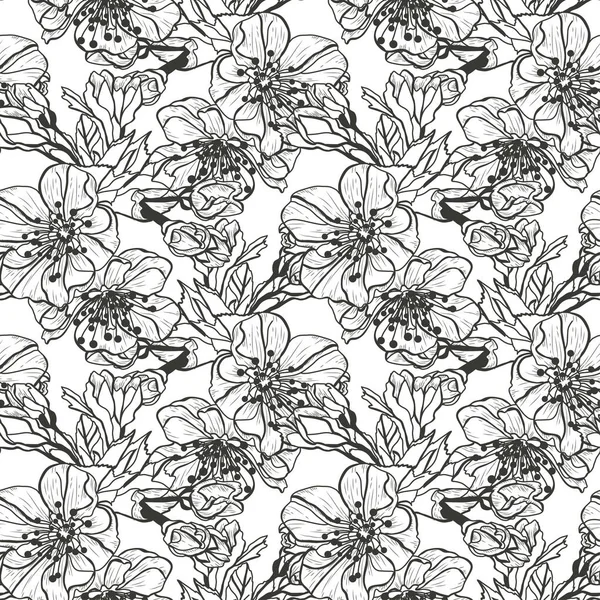 Elegante Naadloze Patroon Met Sakura Bloemen Design Elementen Bloemen Patroon — Stockvector