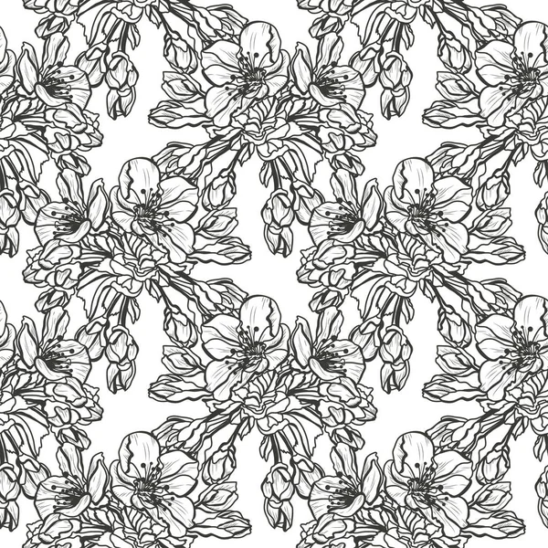 Élégant Motif Sans Couture Avec Des Fleurs Sakura Des Éléments — Image vectorielle