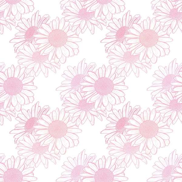 Papatya çiçekleri ve tasarım elementleriyle zarif, pürüzsüz bir desen. Davetiyeler, kartlar, baskı, hediye paketi, imalat, tekstil, kumaş, duvar kağıtları için çiçek deseni