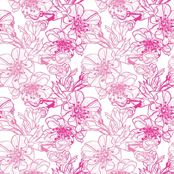 桜の花とエレガントなシームレスなパターン デザイン要素 招待状 カード ギフトラップ ファブリック 壁紙のための花のパターン — ストックベクタ