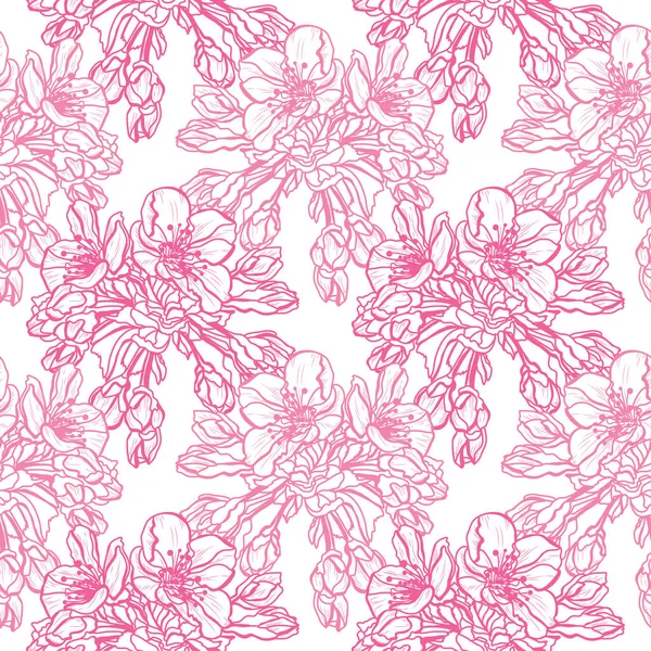 Élégant Motif Sans Couture Avec Des Fleurs Sakura Des Éléments — Image vectorielle