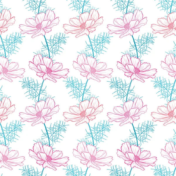 Elegant Seamless Pattern Anemone Flowers Design Elements Floral Pattern Invitations — Stock Vector