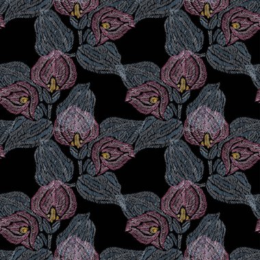 Kala çiçekleri ve tasarım elementleriyle zarif, pürüzsüz bir desen. Davetiyeler için çiçek deseni, kartlar, baskı, hediye paketi, imalat, tekstil, kumaş, duvar kağıtları. Nakış stili