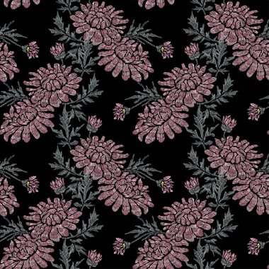 Kasımpatı çiçekleri ve tasarım elementleriyle zarif, pürüzsüz bir desen. Davetiyeler için çiçek deseni, kartlar, baskı, hediye paketi, imalat, tekstil, kumaş, duvar kağıtları. Nakış stili