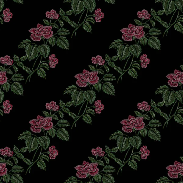 Elegantes Nahtloses Muster Mit Hunderosenblüten Designelementen Blumenmuster Für Einladungen Karten — Stockvektor