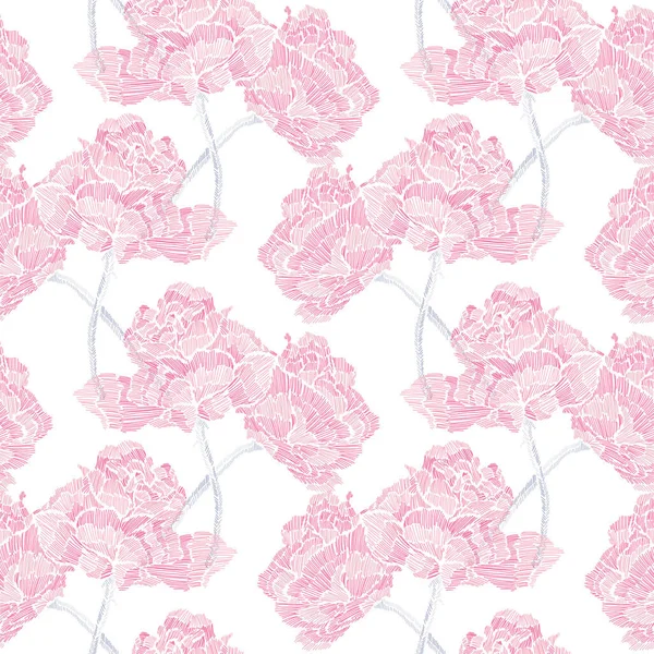 Élégant Motif Sans Couture Avec Des Fleurs Roses Des Éléments — Image vectorielle