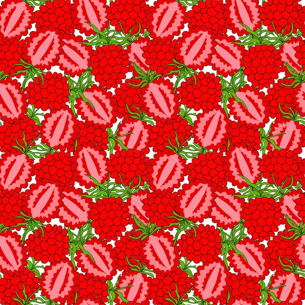 Élégant Motif Sans Couture Avec Framboises Éléments Conception Modèle Fruits — Image vectorielle