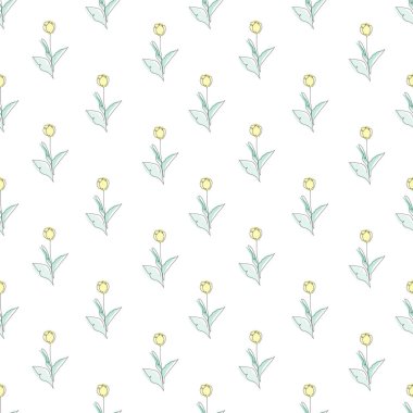 Lale çiçekleri ve tasarım elementleriyle zarif, pürüzsüz bir desen. Davetiyeler için çiçek deseni, kartlar, baskı, hediye paketi, imalat, tekstil, kumaş, duvar kağıtları. Aralıksız çizgi sanatı