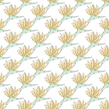 Şık, pürüzsüz desen, strelitzia çiçekleri, tasarım elementleri. Davetiyeler için çiçek deseni, kartlar, baskı, hediye paketi, imalat, tekstil, kumaş, duvar kağıtları. Aralıksız çizgi sanatı