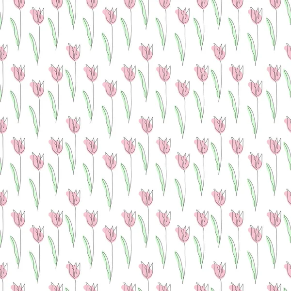 Elegant Naadloos Patroon Met Tulpenbloemen Design Elementen Bloemen Patroon Voor — Stockvector