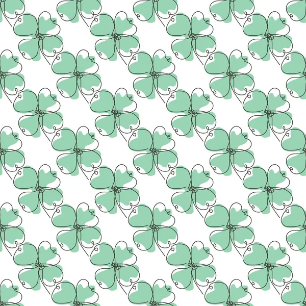 Elegant Seamless Pattern Four Leaf Clovers Design Elements Floral Pattern — Stock Vector