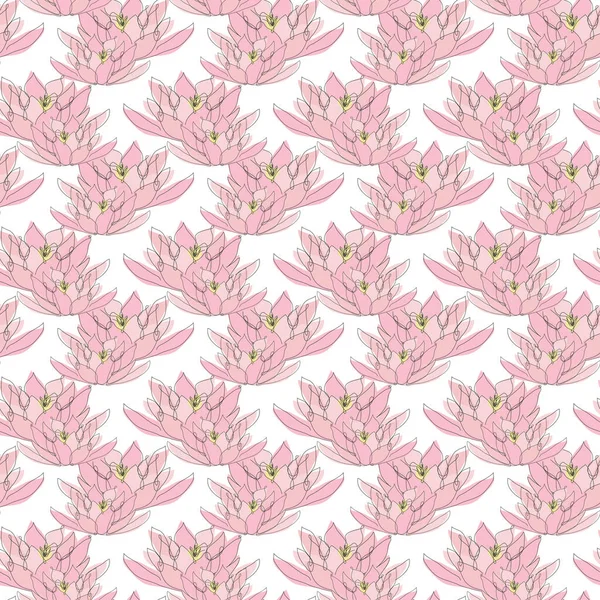 Élégant Motif Sans Couture Avec Des Fleurs Lotus Des Éléments — Image vectorielle