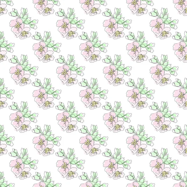 Elegante Naadloze Patroon Met Sakura Bloemen Design Elementen Bloemen Patroon — Stockvector