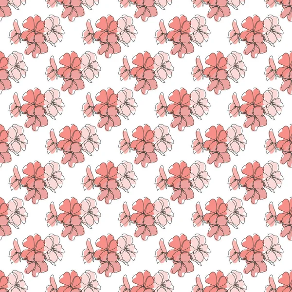 Élégant Motif Sans Couture Avec Des Fleurs Géranium Des Éléments — Image vectorielle