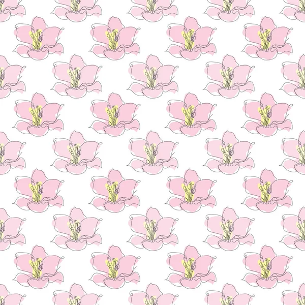 Κομψό Σχέδιο Χωρίς Ραφή Λουλούδια Κρίνου Στοιχεία Σχεδιασμού Floral Μοτίβο — Διανυσματικό Αρχείο