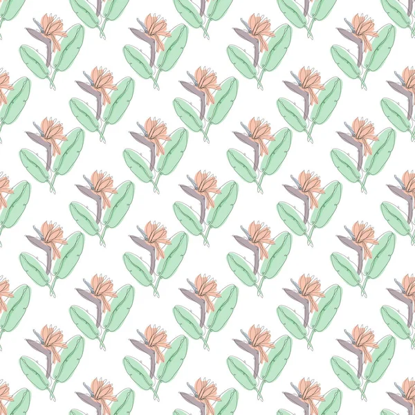 Élégant Motif Sans Couture Avec Fleurs Strelitzia Éléments Design Motif — Image vectorielle