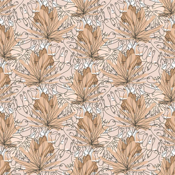 Elegantes Nahtloses Muster Mit Tropischen Blättern Designelemente Blumenmuster Für Einladungen — Stockvektor