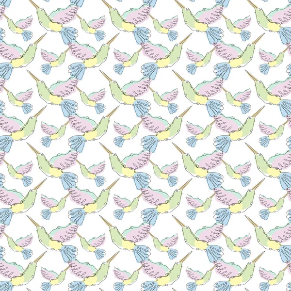 Елегантний Безшовний Візерунок Колібрі Птахами Елементами Дизайну Колібрі Візерунок Запрошень — стоковий вектор