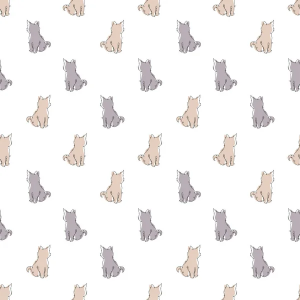 精致无缝的猫图案 设计元素 采购产品猫图案的邀请函 印刷品 礼物包装 纺织品 连续线条艺术风格 — 图库矢量图片