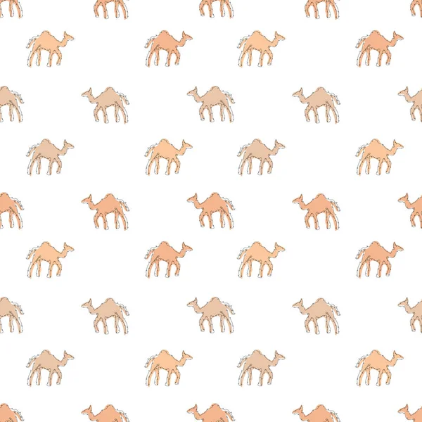 精美无缝的骆驼图案 设计元素 采购产品动物图案的邀请函 印刷品 礼物包装 纺织品 连续线条艺术风格 — 图库矢量图片