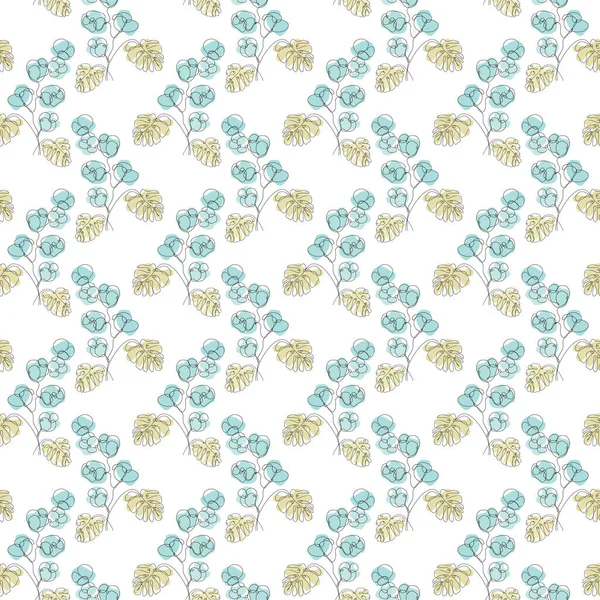 Élégant Motif Sans Couture Avec Coton Monstère Éléments Design Motif — Image vectorielle