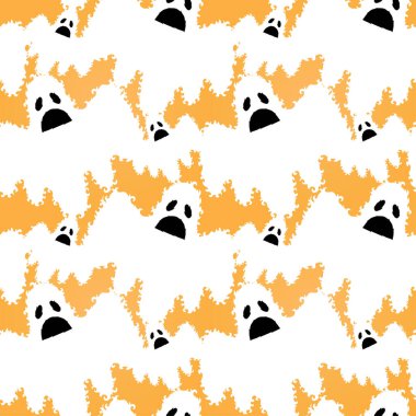 Hayranları ve tasarım unsurları olan kusursuz bir Cadılar Bayramı deseni. Cadılar Bayramı davetiyeleri, kartlar, baskı, hediye paketi, imalat, tekstil, kumaş, duvar kağıtları. Şaka mı şeker mi?