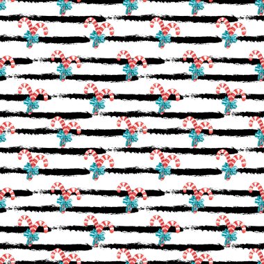 Şekersiz kış deseni, tasarım elementleri. Davetiyeler, kartlar, baskı, hediye paketi, imalat, tekstil, kumaş, duvar kağıtları için Noel şablonu. Yeni Yıl teması