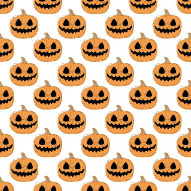 Zarif, pürüzsüz balkabağı deseni, tasarım elementleri. Cadılar Bayramı davetiyeleri, kartlar, baskı, hediye paketi, imalat, tekstil, kumaş, duvar kağıtları. Aralıksız çizgi sanatı