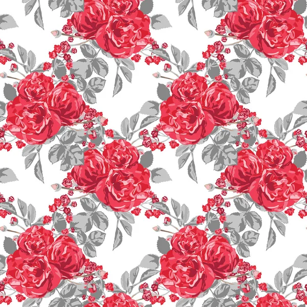 Elegant Seamless Pattern Rose Flowers Design Elements Floral Pattern Invitations — Stock Vector