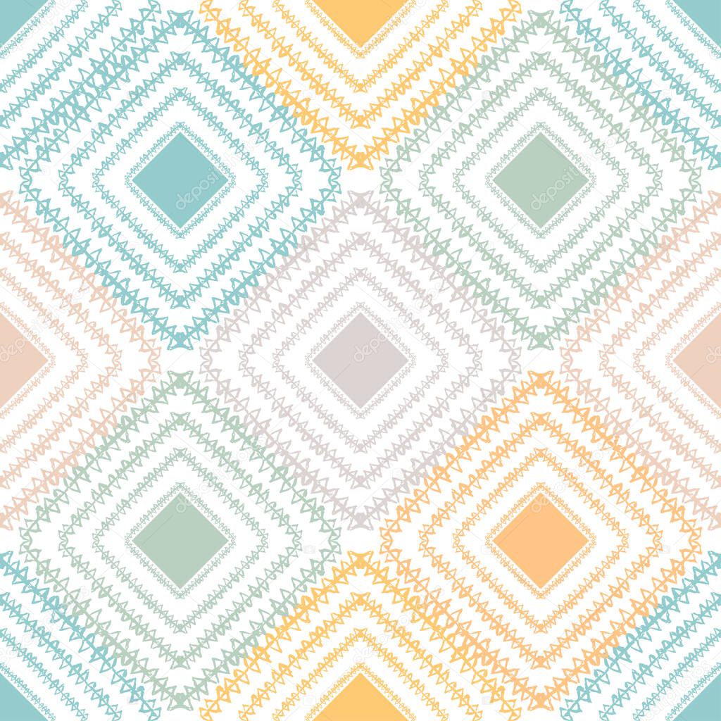 Abstract tribal seamless pattern with decorations, design elements. Pastel  pattern for invitations, cards, print, gift wrap, manufacturing, textile, fabric, wallpapers
