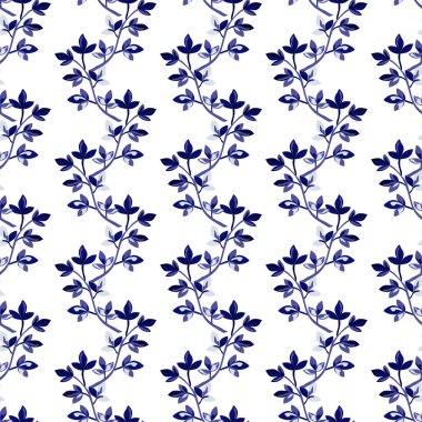 Elle çizilmiş yapraklarla, tasarım elementleriyle zarif, pürüzsüz bir desen. Davetiyeler, kartlar, baskı, hediye paketi, imalat, tekstil, kumaş, duvar kağıtları için çiçek deseni