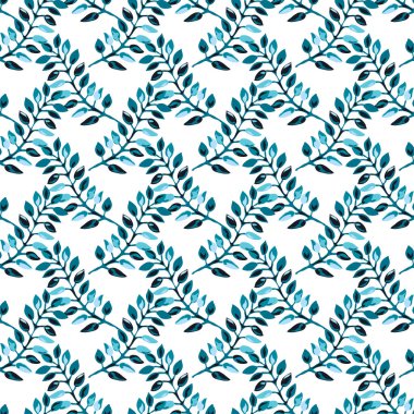 Elle çizilmiş yapraklarla, tasarım elementleriyle zarif, pürüzsüz bir desen. Davetiyeler, kartlar, baskı, hediye paketi, imalat, tekstil, kumaş, duvar kağıtları için çiçek deseni